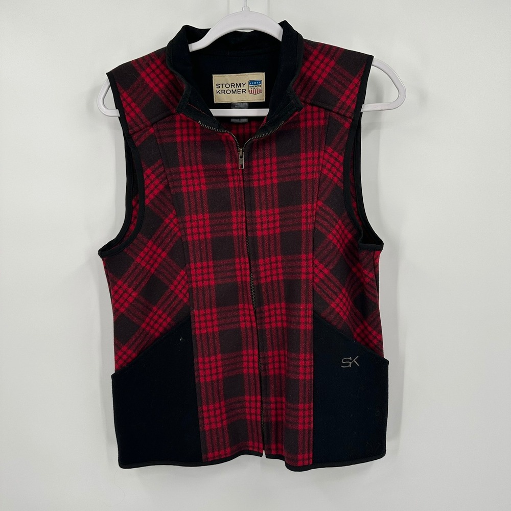 Stormy Kromer Womens Equestrian Vest Size M Buffalo Plaid Wool Blend Americana